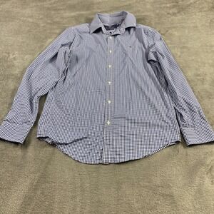 Vineyard Vines Button Down Mens S Blue Gingham Whale Shirt Performance Stretch